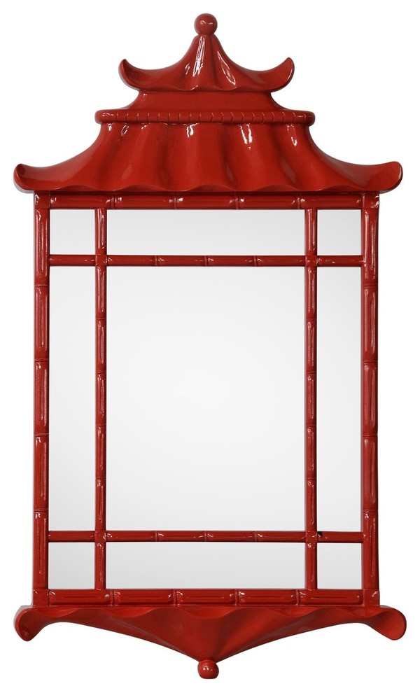 Bunny Williams for Mirror Image Home Pagoda Mirror, Red