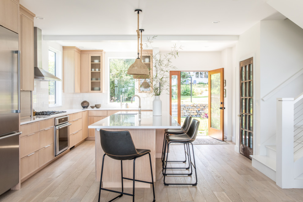 Photo of a contemporary kitchen in Portland Maine.