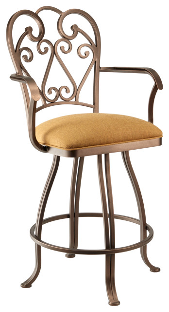 Sicilia Counter Height Swivel Barstool Echo Teak Fabric Sun Bronze 26 Mediterranean Bar Stools And Counter Stools By Taylor Gray Home