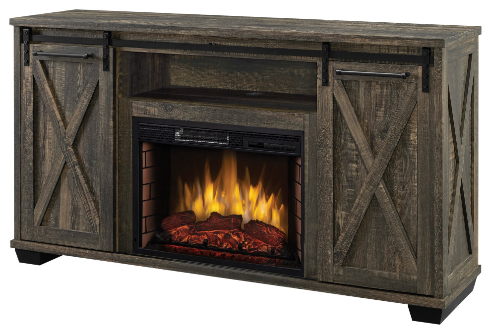 Muskoka Rivington 58" Infrared Media Electric Fireplace, Barnboard Gray