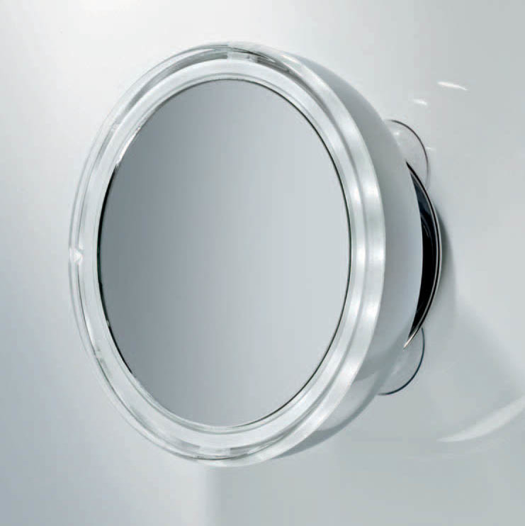 Smile Illuminated Magnifying Makeup Mirror With Suction Cup Mounting