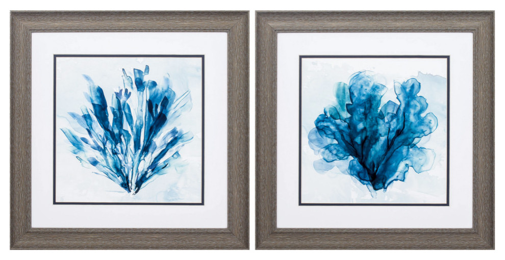 Coastal Coral Wall Art, 2-Piece Set - Beach Style - Prints And Posters