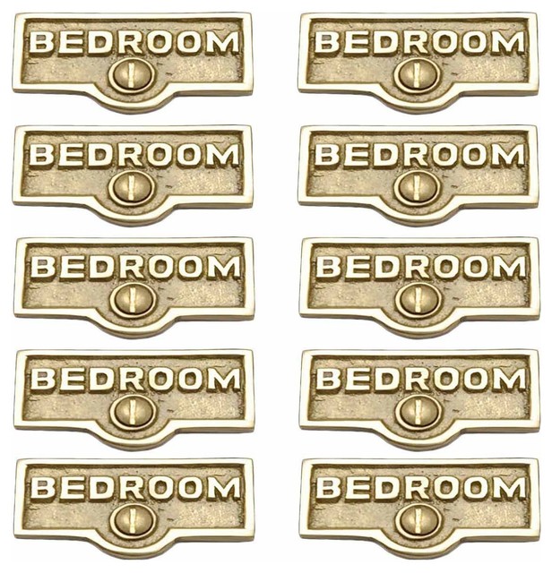 10 Switch Plate Tags Bedroom Name Signs Labels Lacquered Brass