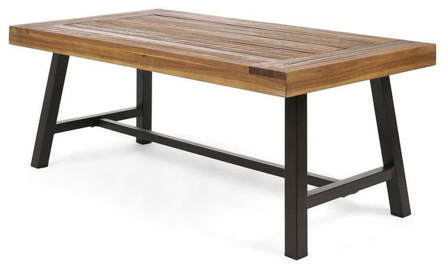 Gdf Studio Vern Indoor Rustic Acacia Wood Coffee Table Sandblast Metal Gdf Studio Vern Indoor Rustic Acacia Wood Coffee Table Sandblast Metal
