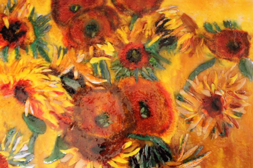 Wall decoration with fused glass Van Gogh's Sunflowers