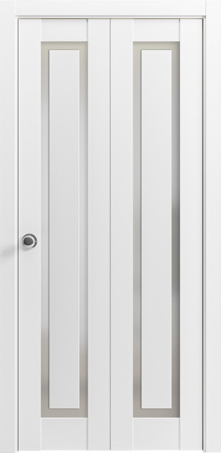 Closet Bi-fold Doors, Planum 0888 Painted White & Frosted Glass, 48