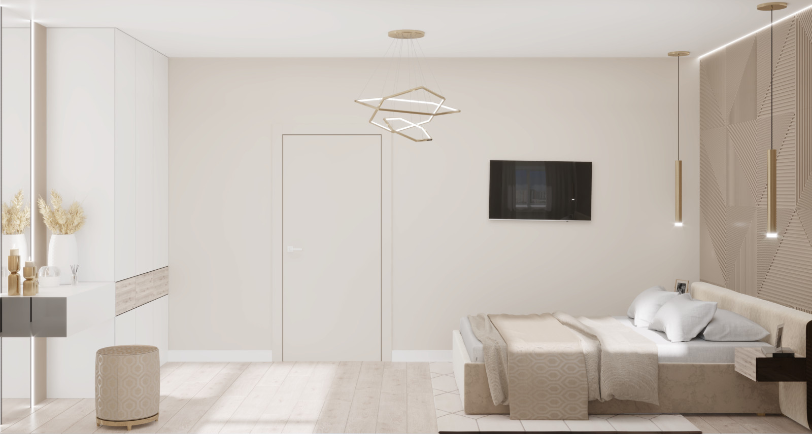 Дизайн помещений спальни и гостиной