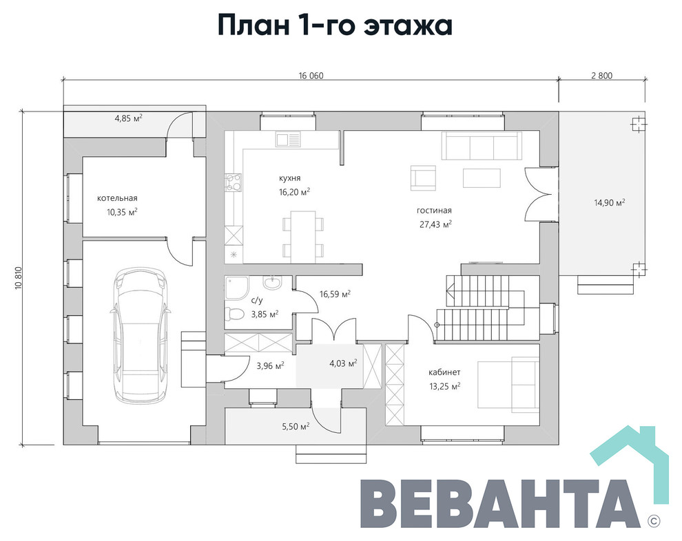 Загородный дом по проекту "Дом Валерии"