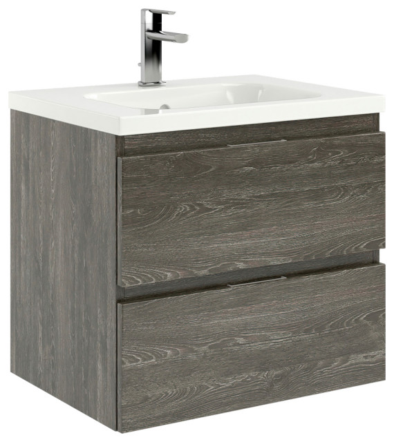 Seattle Bathroom Vanity With Ceramic Sink, 24" Contemporary