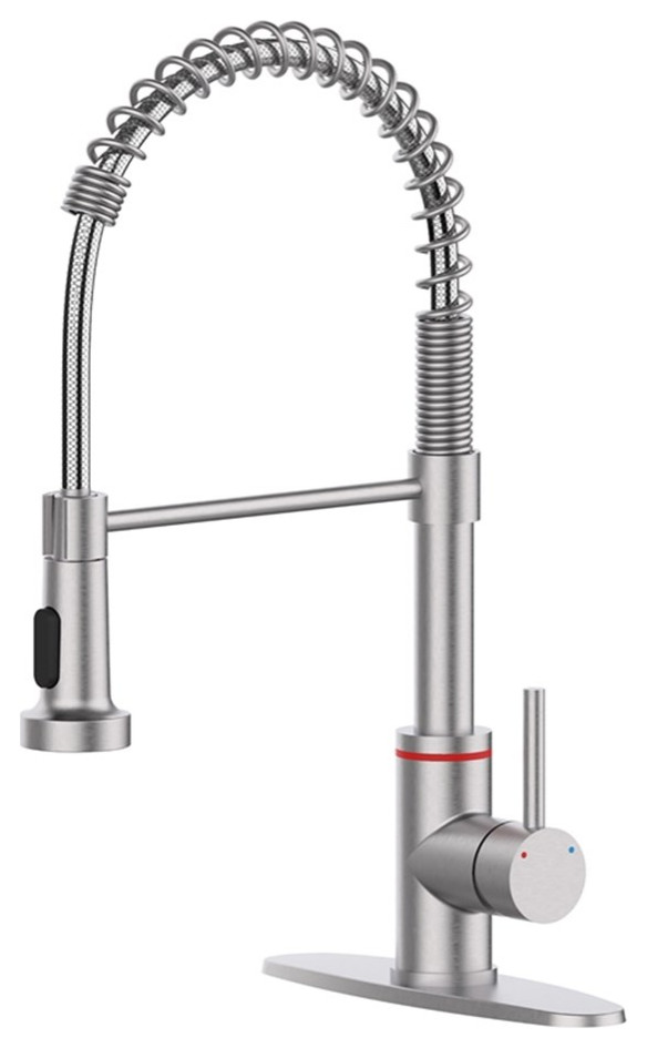 CRO Decor Pullout Kitchen Faucet in Brushed Nickel Contemporary