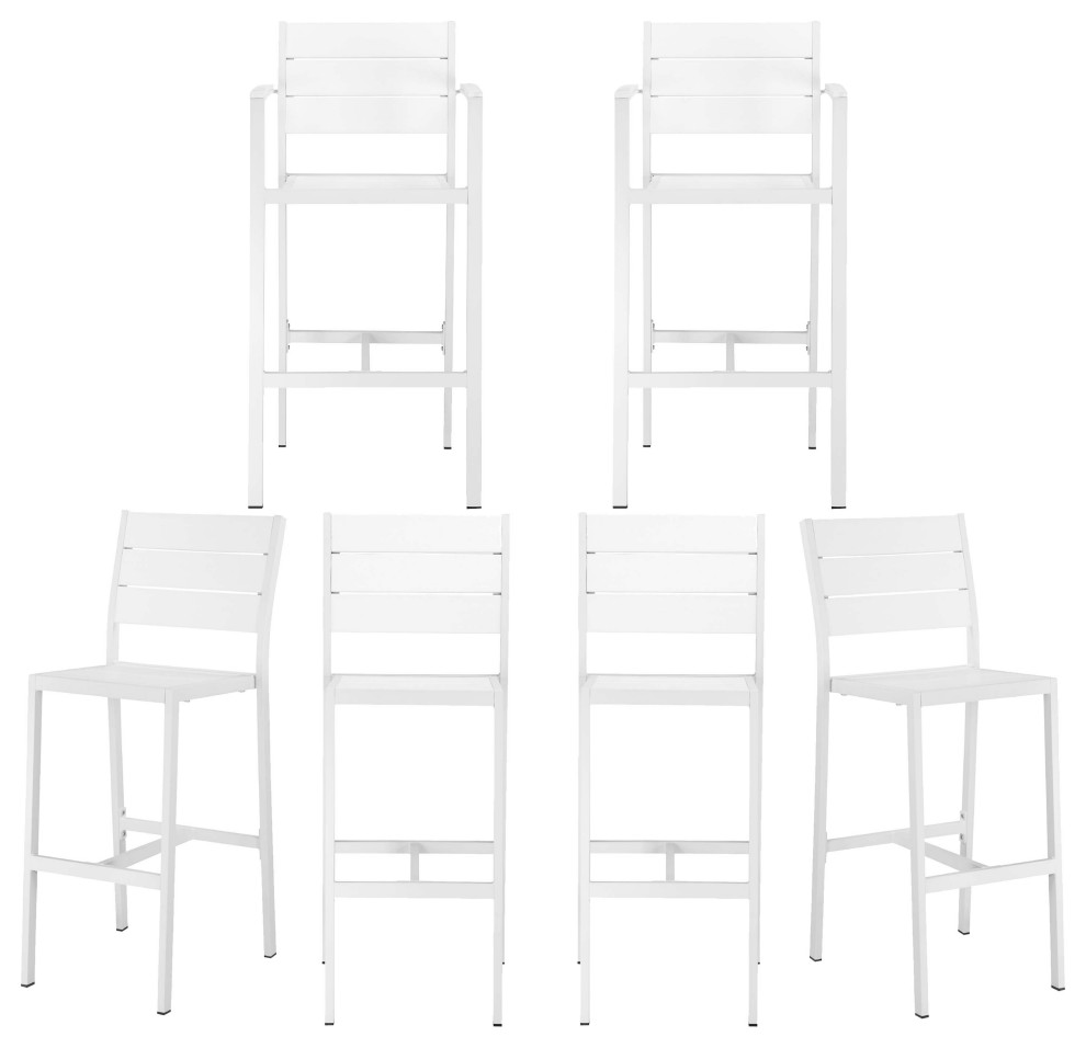 Set of 6 Betty Bar Chairs, White Contemporary Bar Stools And