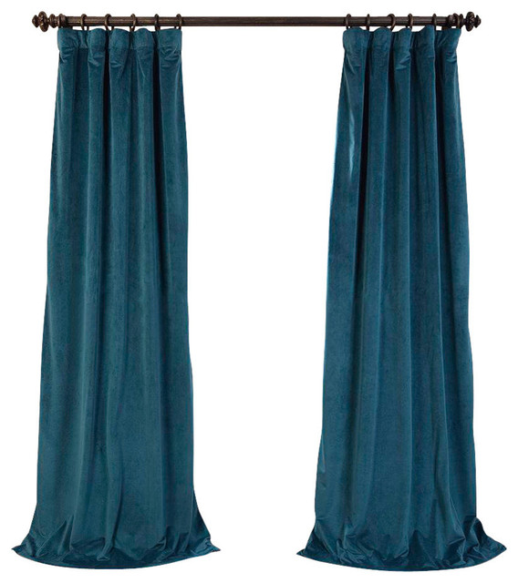 Signature Everglade Teal Blackout Velvet Curtain Single Panel