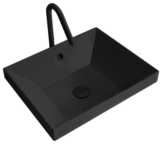 Rectangular Small Matte Black Ceramic Drop In Sink ...