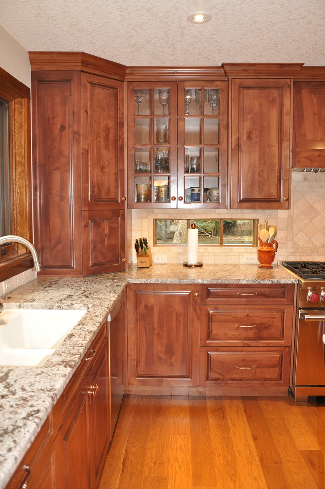 Example of a mountain style kitchen design in Calgary