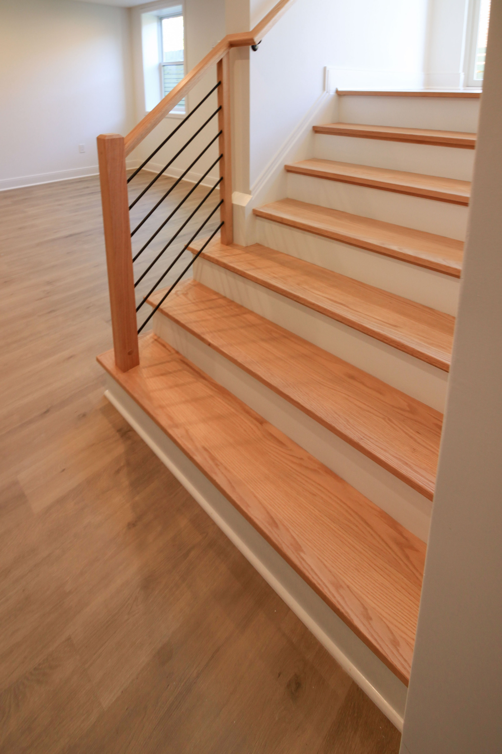 94_Neutral Color Floating Staircase with Metal Balusters, Bethesda MD 20817