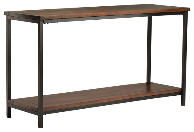 Skyler Mango Wood And Metal 54 Inch Wide Console Sofa Table In Dark Cognac Brown Industrial Console Tables By Simpli Home Uk Ltd Houzz