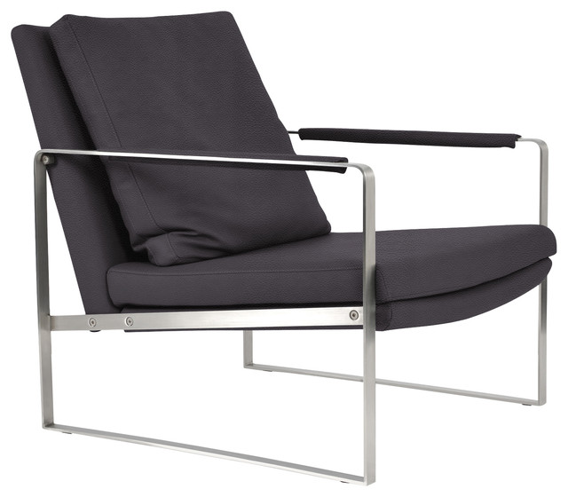 Zara Arm Chair, Stainless Steel Base, Black Italian Ppm Contemporary