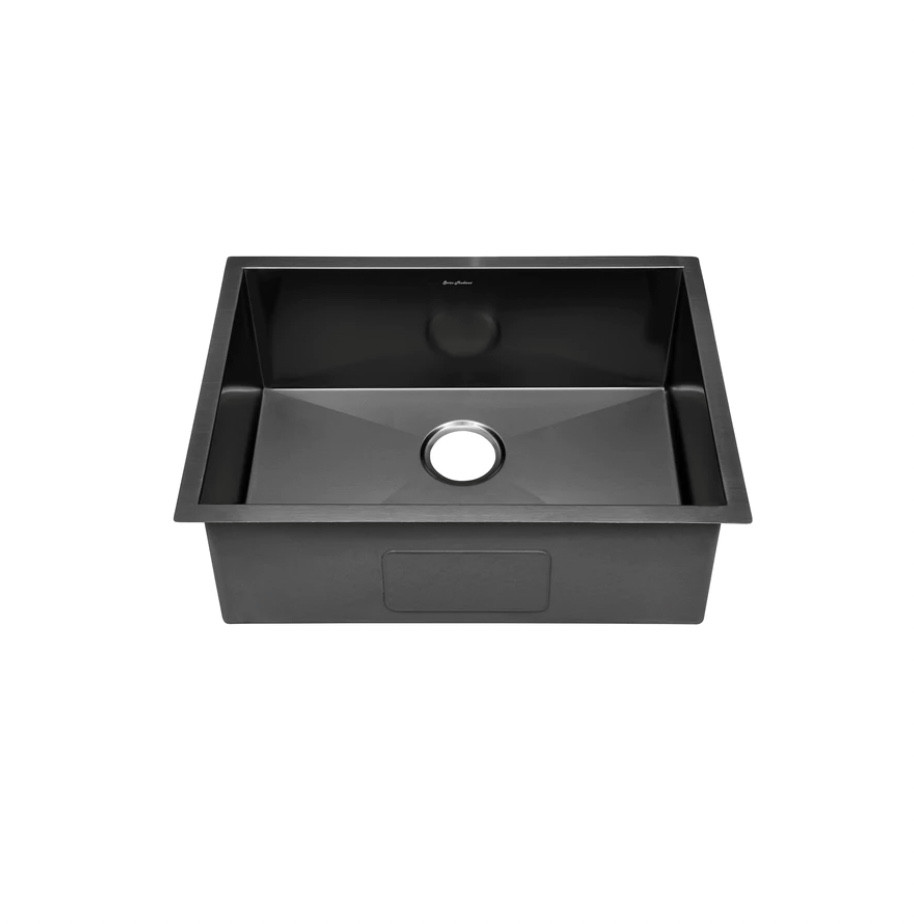 Tourner 27" x 19" Stainless Steel, Single Basin, Undermount Kitchen Sink in Black. Finishes: Rose Gold, Gold, Stainless Steel (SM-KU709B)