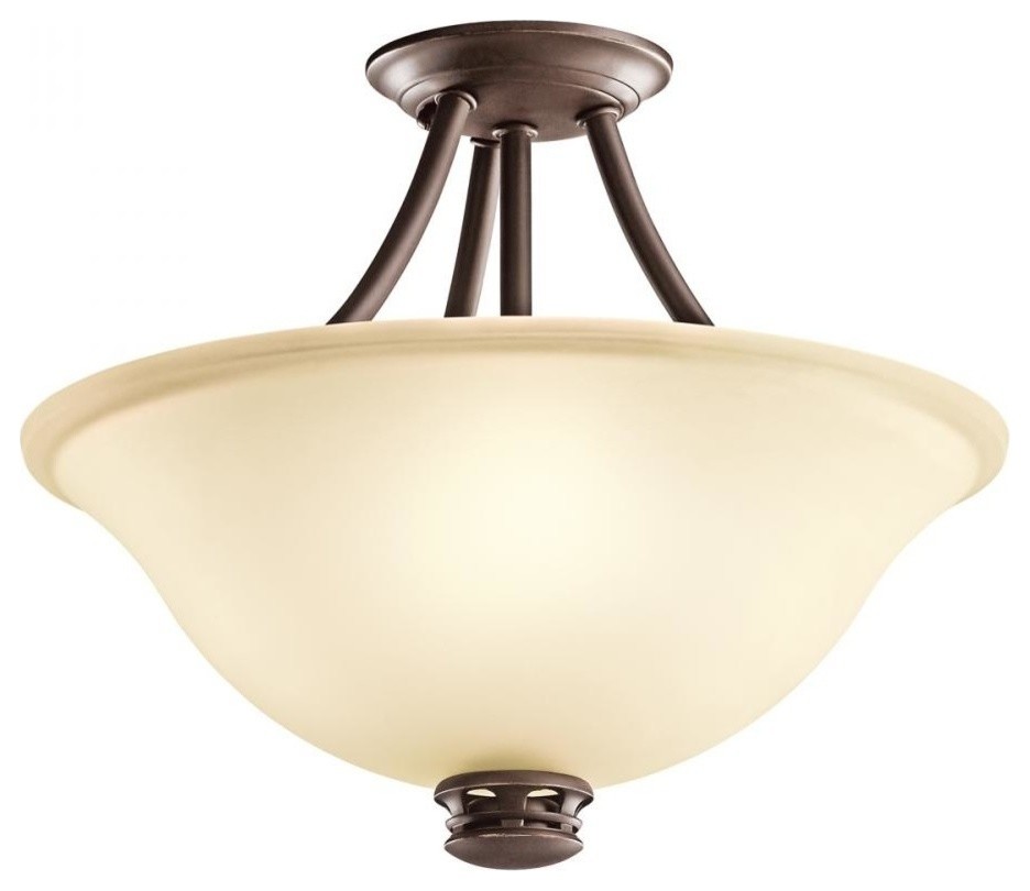 2-Light Olde Bronze Bowl Semi-Flush Mount