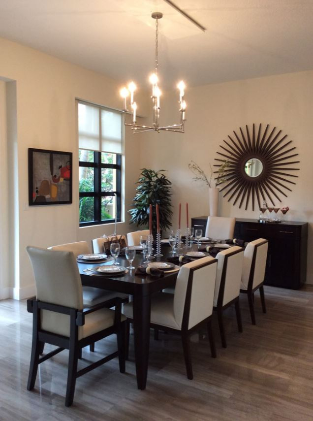 Example of a transitional dining room design in Miami