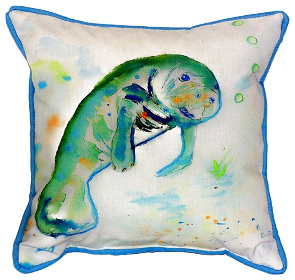 Betsy's Manatee Small Indoor/Outdoor Pillow 12x12 Set of Two, 12