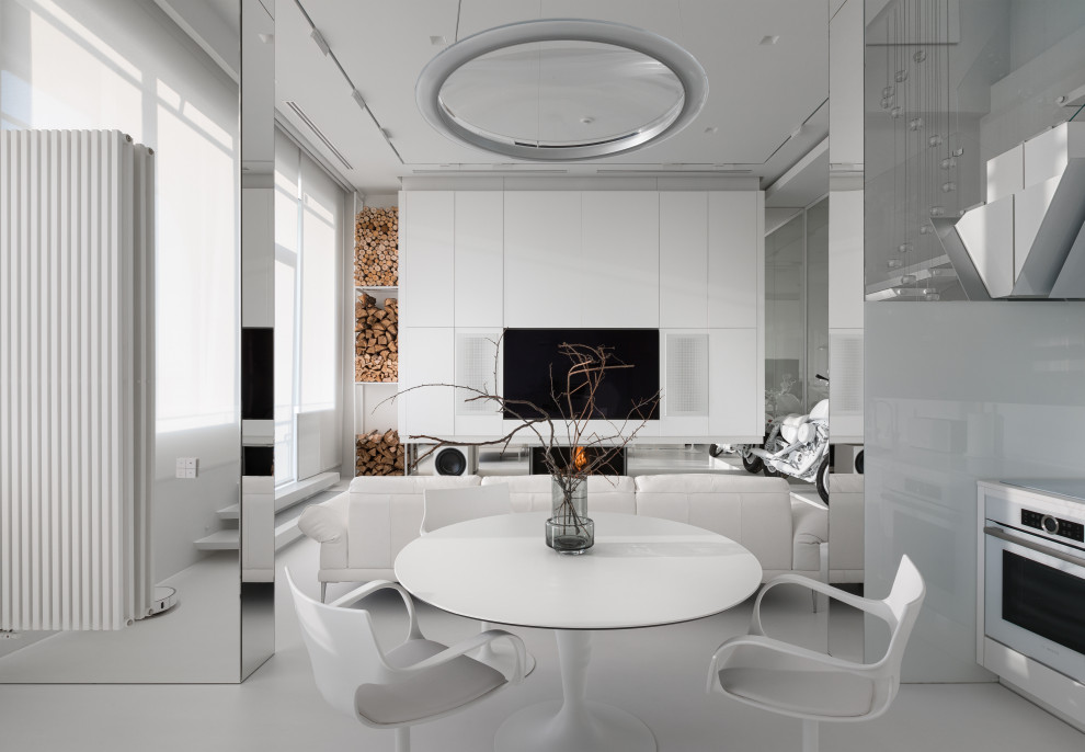 Stylish monochromatic white penthouse