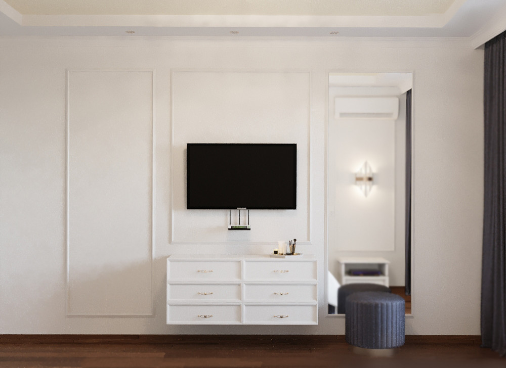 Спальня 16 кв. м.  в стиле неоклассика в ЖК Пирогово