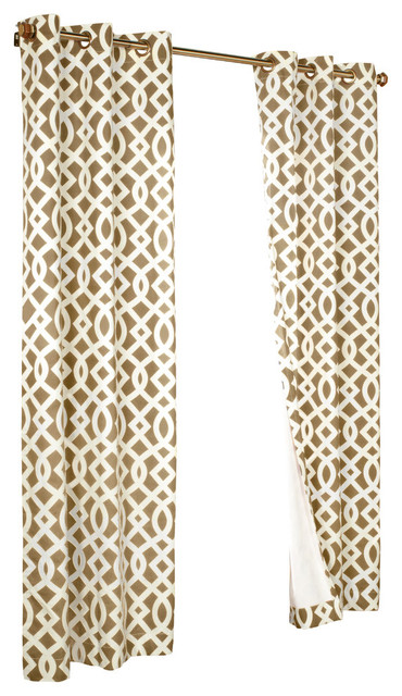 Pair of Thermal Insulated Grommet Top Curtains, Khaki, 80"w X 84"l