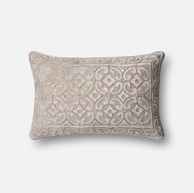 Loloi Contemporary Accent Pillow Silver And Taupe 13 X21 Loloi Contemporary Accent Pillow Silver And Taupe