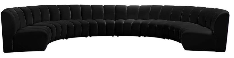 Maklaine 8-Piece Modular Contemporary Velvet Sectional Sofa in Black