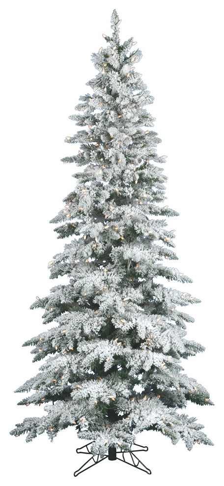 Vickerman Slim Flocked Utica Fir Tree, 65"x12', Warm White Led Lights