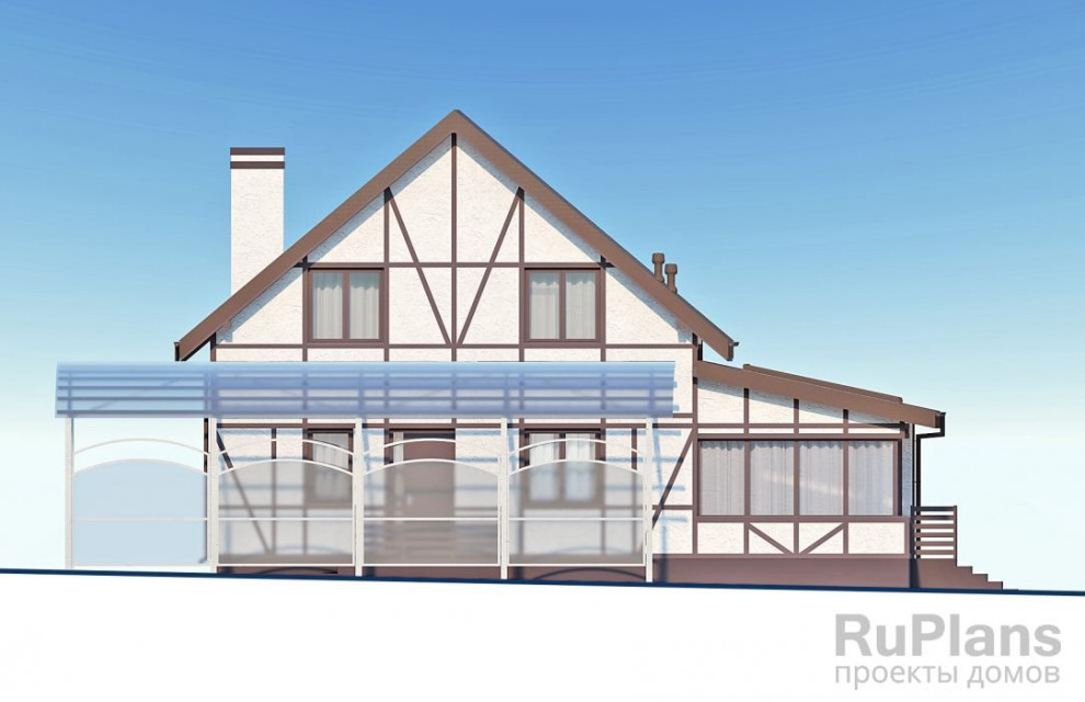 Rg5894 - Проект дома с мансардой и верандой.