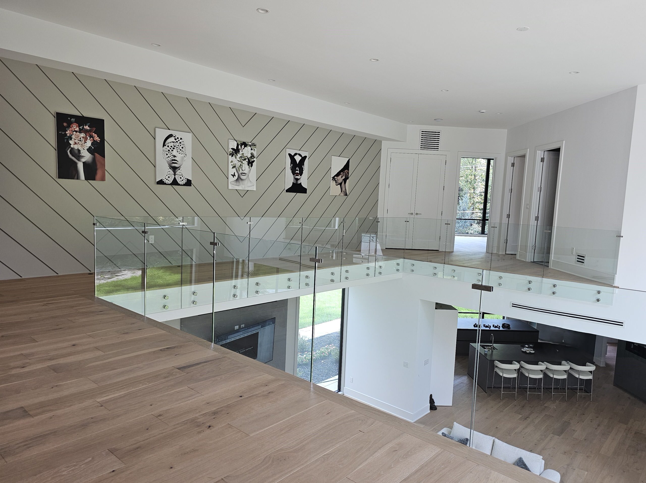 129_White Oak Slanted Riser Modern Stair, Mclean, VA 22102