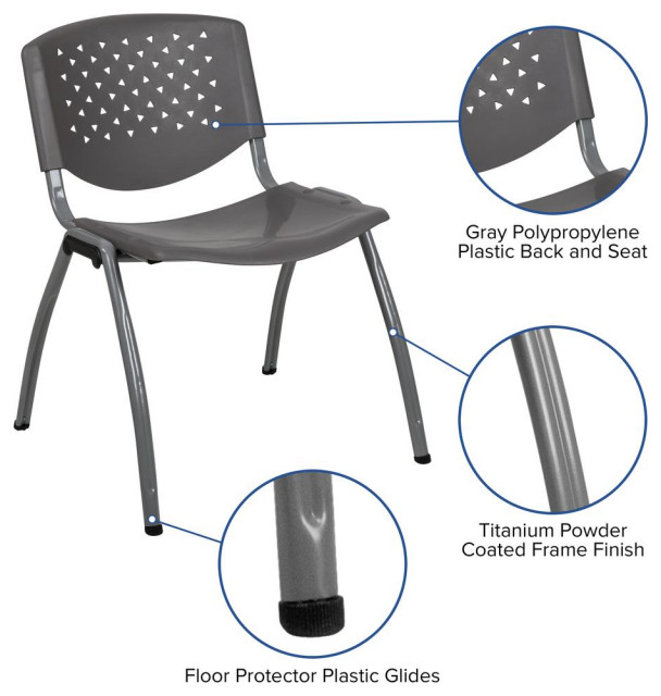 HERCULES Series 880 lb. Capacity Plastic Chair with Book Basket