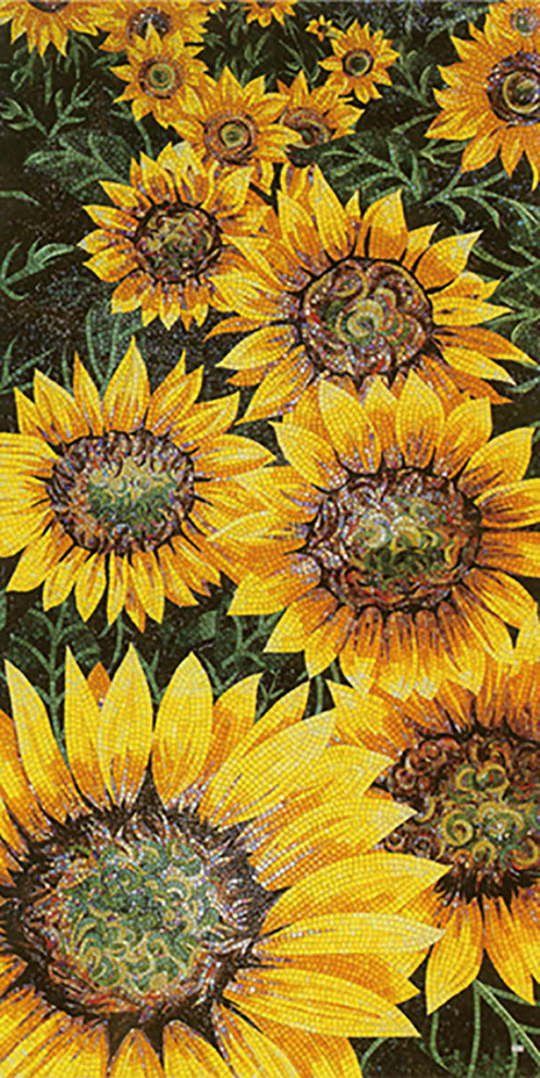 Колотое панно из мозаики - "Цветы-14"