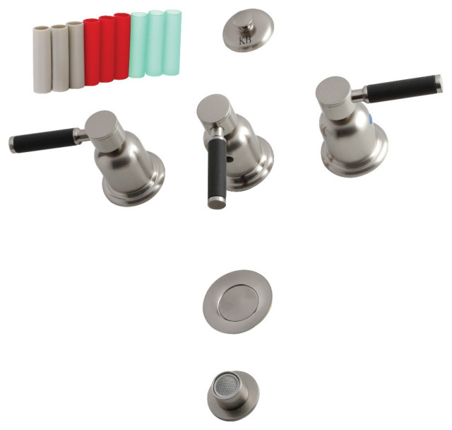 Kingston Brass Kaiser KB6328DKL 3Handle Bidet Faucet, Brushed Nickel Contemporary Bidet