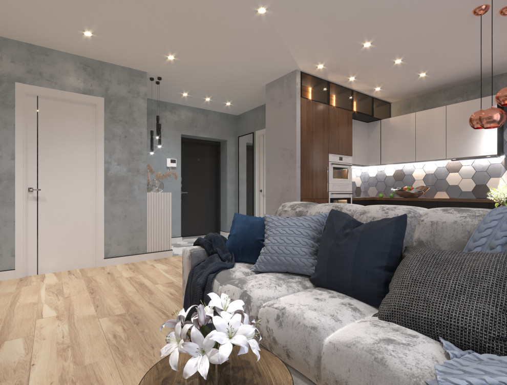 Дизайн-проект интерьера двухкомнатной квартиры в стиле Контемпорари.