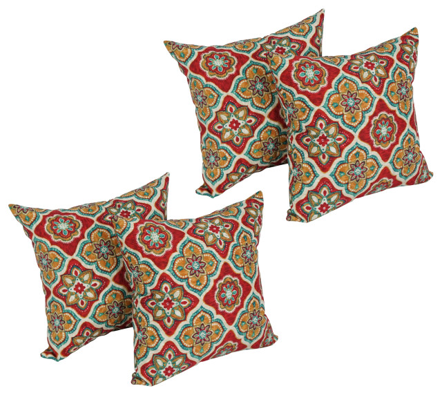 17" Square Solid Polyester Outdoor Throw Pillows, Set of 4, Adonis