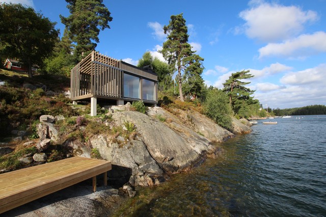 Mindre hus skandinavisk-terrasse