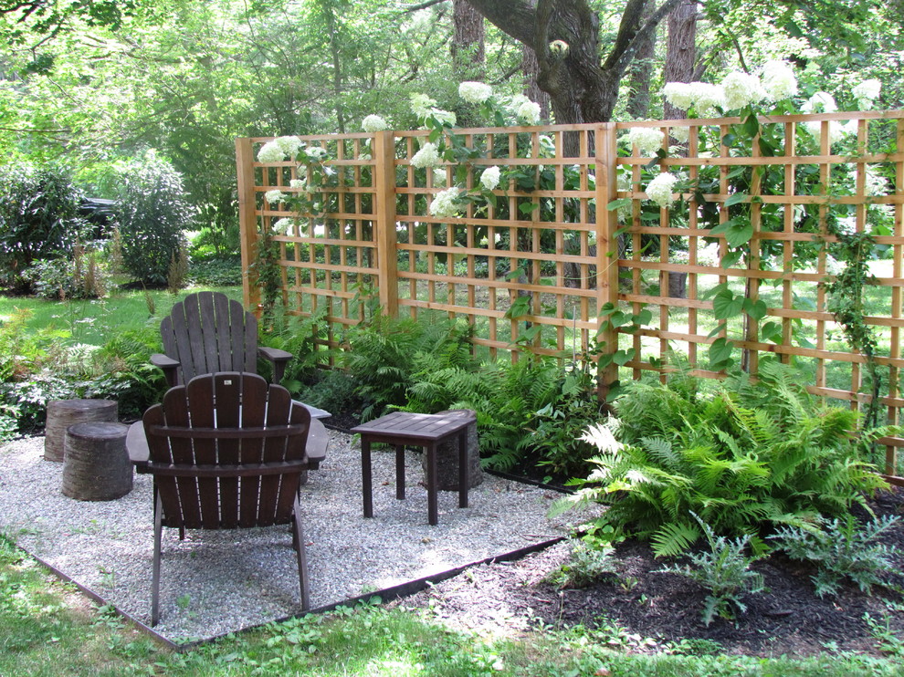 Inspiration for a small contemporary full sun backyard gravel garden path in Philadelphia for spring.