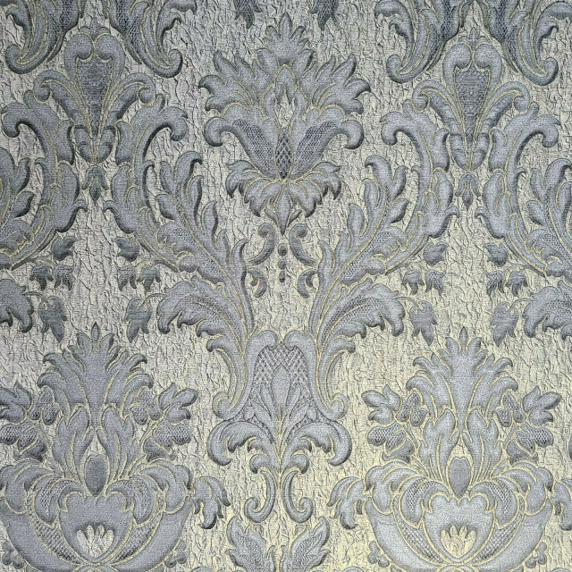 Gray silver gold Metallic crashed foil victorian damask Wallpaper, 8.5 ...