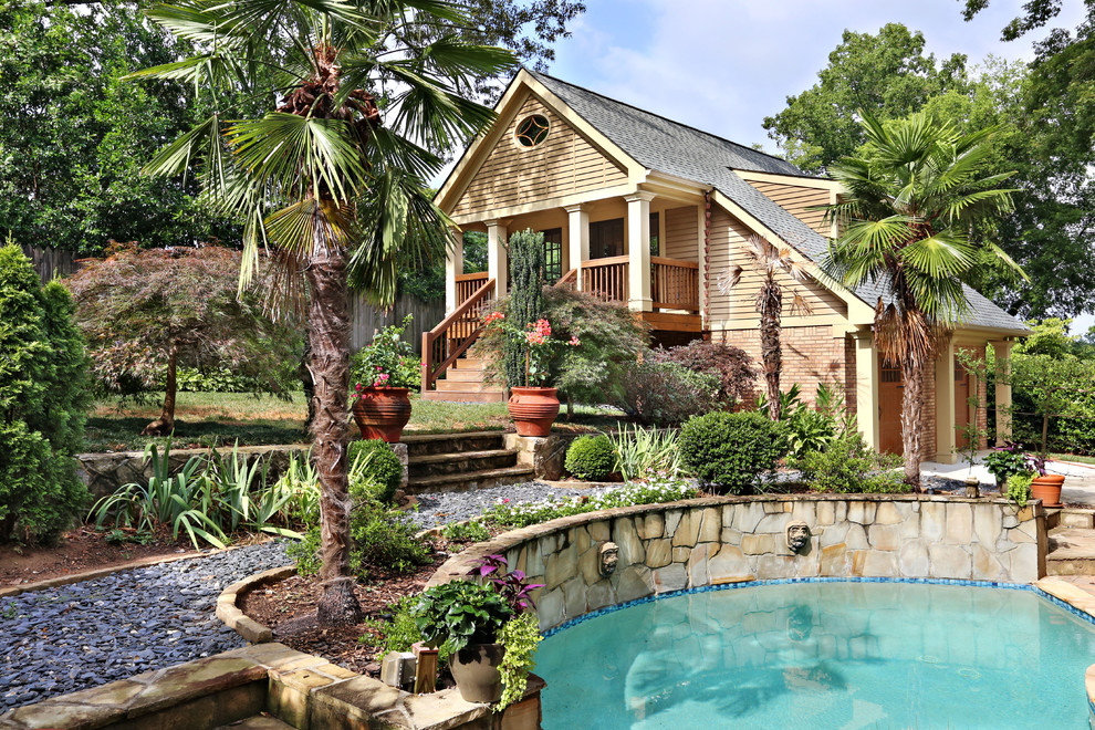 Design ideas for an arts and crafts backyard pool in Atlanta.