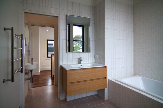 Sliding Door Addition contemporary-bathroom