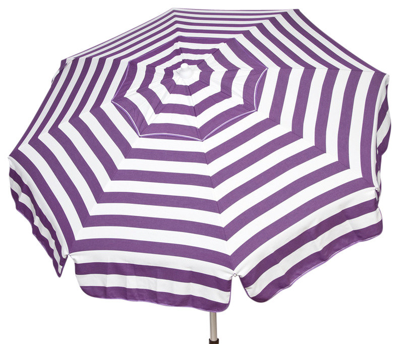 Italian Acrylic Stripes Umbrella, Purple and White, 72"x99", Bar Height Pole (+8