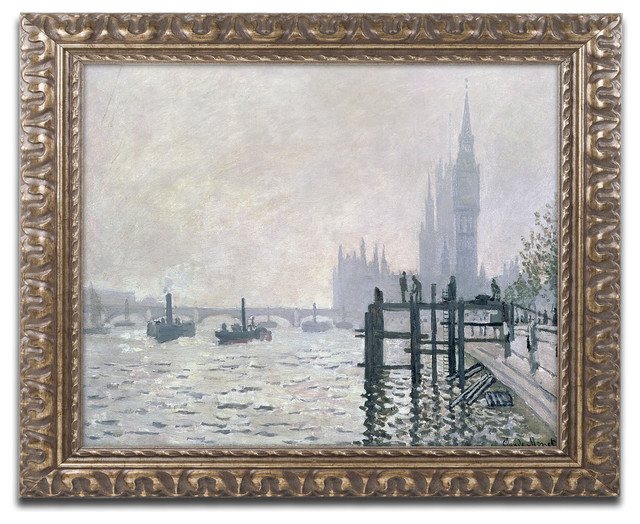 The Thames Below Westminster Ornate Framed Canvas Art By Claude Monet Traditional Prints And Posters By Trademark Global