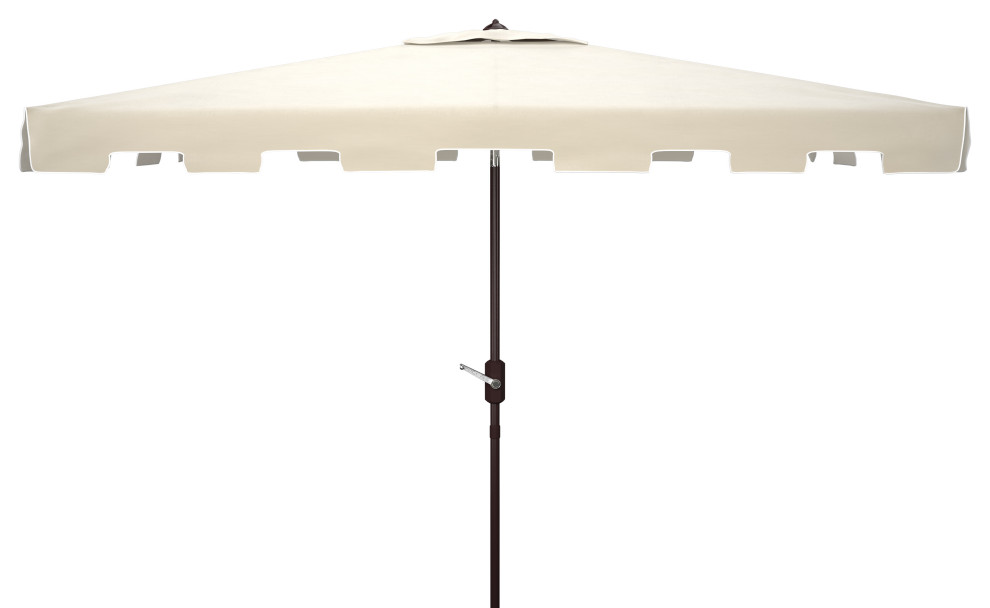 Safavieh Zimmerman 6.5'x10' Rectangle Market Umbrella, Beige/White