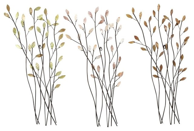 Twig Wall Art metal wall decors, 3-piece set casted, twig shape - traditional Twig Wall Art metal wall decors, 3-piece set casted, twig shape - traditional