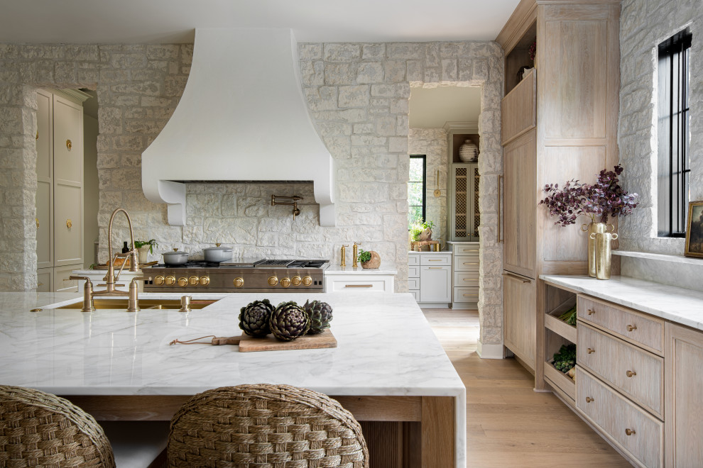 Example of a french country kitchen design in Kansas City