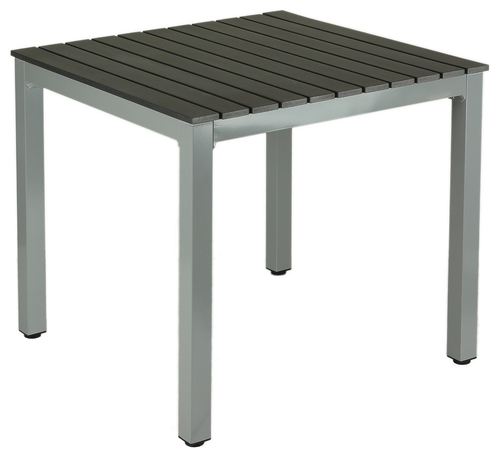 Jaxon Aluminum Outdoor Table, Poly Wood, Silver/Slate Gray - Modern - Outdoor Dining Tables - by 