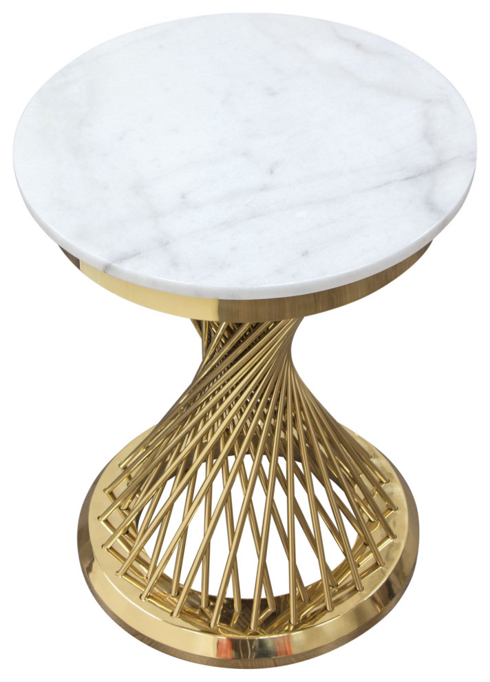 Solstice 18" Round End Table With Spiral Spoked Base, Gold